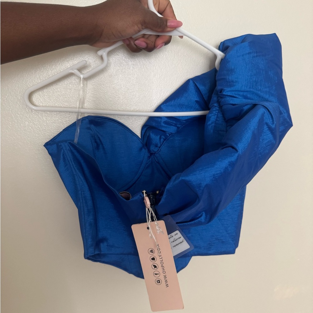 Oh Polly Royal Blue Bustier Crop Top